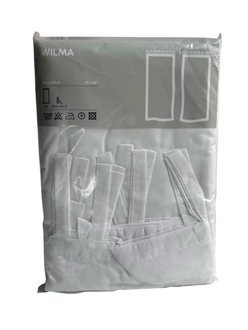 NWT IKEA Wilma White Sheer Window Curtain Panels 57" x 118" Discontinued